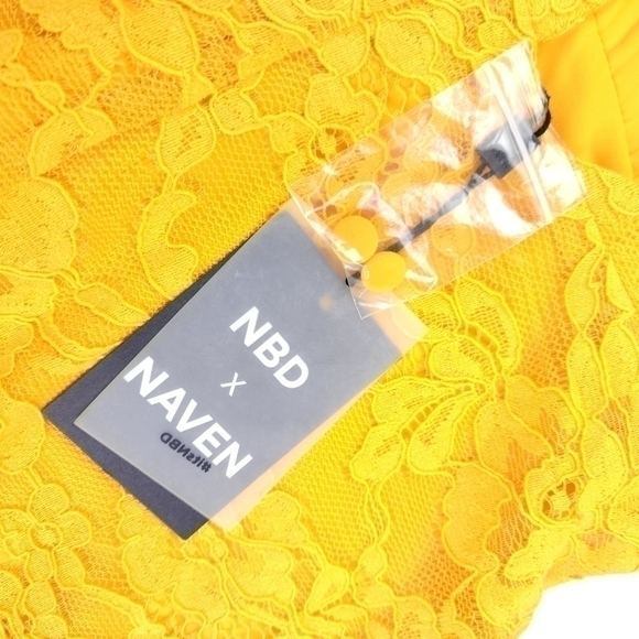 New Revolve NBD x Naven Yellow Embroidered Gorgeous Low Back Dress Sz Xs - Picture 12 of 16
